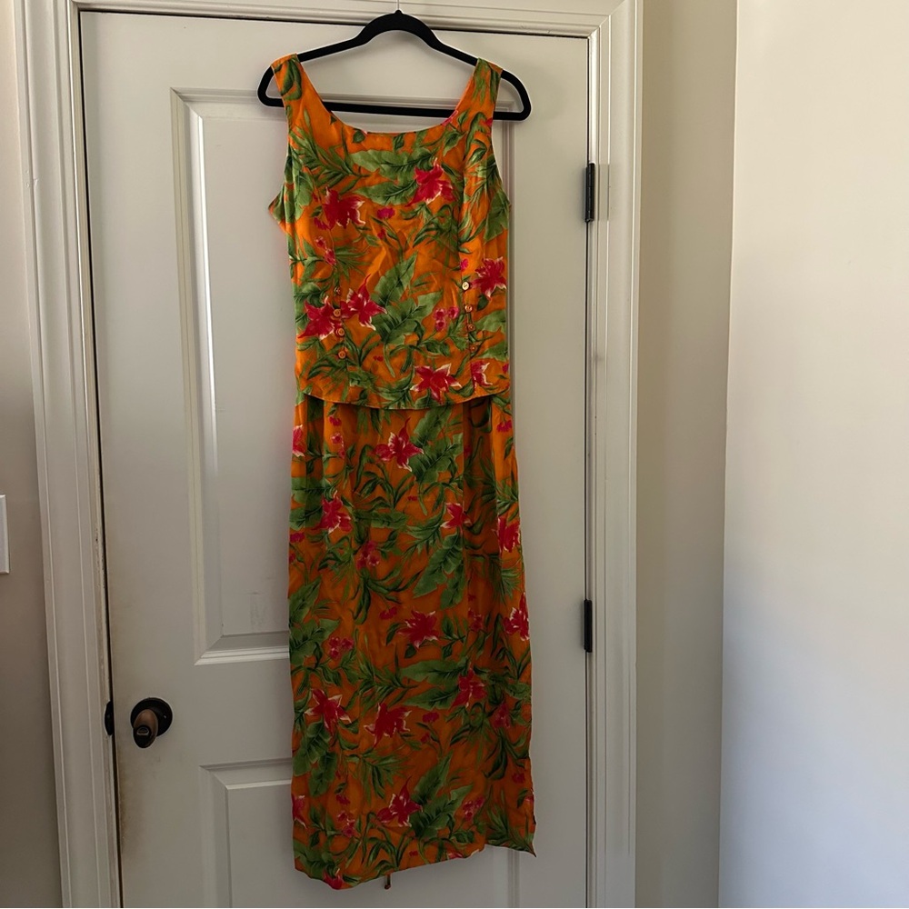 Vintage Scarlett 90s Y2K Floral Tropical Sleeveless Fairycore Summer Dress Sz 12